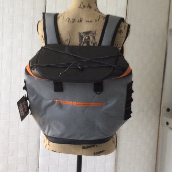 Gray and Orange Backpack Cooler with Adjustable Straps - Picture 1 of 5